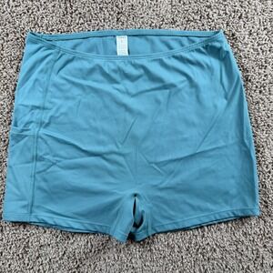 Halara Athletic bike Shorts Teal Blue Pocket Womens Large pull on ‎ Gym running
